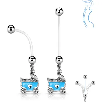 Piercing Šperky4U Těhotenský piercing do pupíku - kočárek - WP01144-B