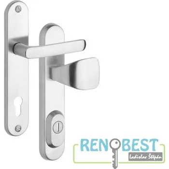 Dveřní kování ROSTEX Bezpečnostní kování R1/O BARYT Rozteč: 72 mm, Provedení: klika/madlo, Povrchová úprava: chrom - nerez