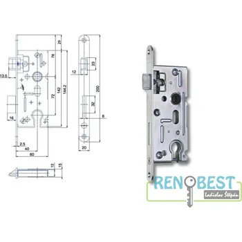 zadlabací zámek HOBES Zámek zadlabací K 105, rozteč 72 mm, zádlab 60 mm Varianty: K 105
