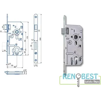 zadlabací zámek HOBES Zámek zadlabací K 351 C, rozteč 90 mm, zádlab 80 mm Varianty: K 351 C