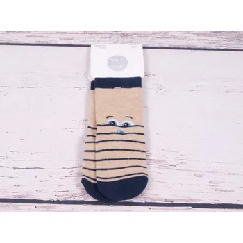 Dětská móda Ponožky YO béžové s obličejem velikosti ponožek: 14-15 ( EUR vel. 20-22)