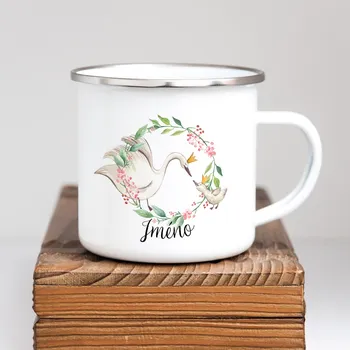 Domovi Bílý plecháček s vlastním jménem a labutí 360ml
