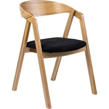 Jídelní židle FormWood Dubové křeslo Henry s černým čalouněným sedákem
