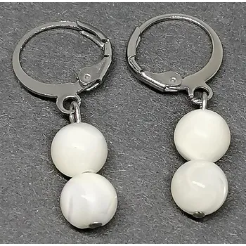 Náušnice Perleťové naušnice dvě kuličky, chir. ocel