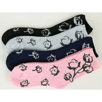 Dámské ponožky PESAIL Dámské bavlněné termo ponožky květ 2 páry Velikost: 35 - 38