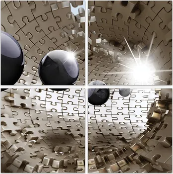 Obraz Malvis ® Obraz trojrozměrné zlaté puzzle Velikost: čtyřdílný čtverec - 50x50 cm