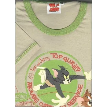 Chlapecké pyžamo Taro, chlapecké pyžamo 569-T&J, krátký rukáv, béžová+zelené kalhoty, vel. 128