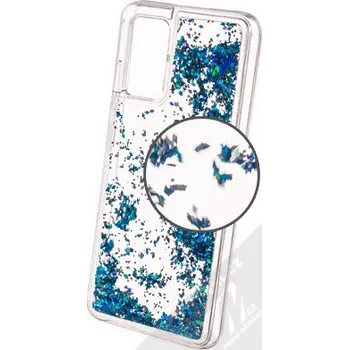 Pouzdro na mobilní telefon 1Mcz Liquid Diamond Sparkle ochranný kryt s přesýpacím efektem třpytek pro Samsung Galaxy A32 tyrkysová (turquoise)