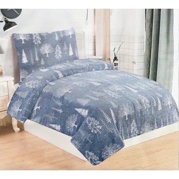 Povlečení JAHU s.r.o. POVLEČENÍ MIKROFLANEL STROMEČEK ŠEDOMODRÝ 140 x 200 70 x 90