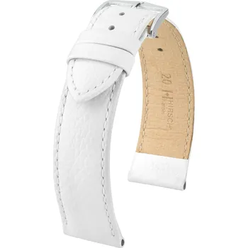 Řemínek na hodinky Kožený řemínek Hirsch Kansas L 01502000-2, bílý, teletina, délka L, Quick Release - 22 mm