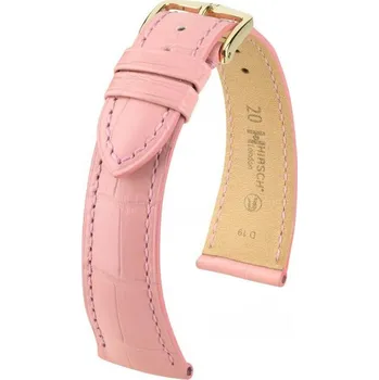Módní doplněk Kožený řemínek Hirsch London M 04207122-1, růžový, aligátoří kůže, délka M, Quick Release