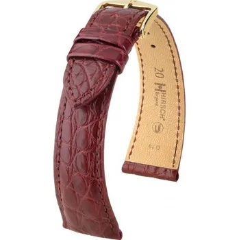 Módní doplněk Kožený řemínek Hirsch Regent M 04107169-1, červený, aligátoří kůže, délka M, Quick Release - 19 mm