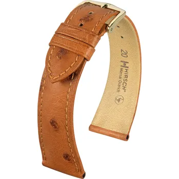 Řemínek na hodinky Kožený řemínek Hirsch Massai Ostrich L 04362070-1, hnědý, pštrosí kůže, délka L, Quick Release