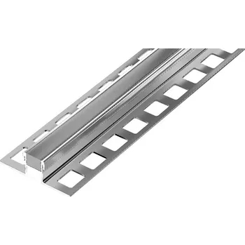 Stavební materiál DL7/4 dilatační lišta s výplní 1/2 PU + 1/2 pryž, ACARA, nerez lesk V2A šedá, 8 mm, 2,5 m
