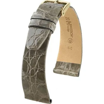 Módní doplněk Kožený řemínek Hirsch Prestige L 02208030-1, šedý, krokodýlí kůže, délka L, Quick Release - 19 mm