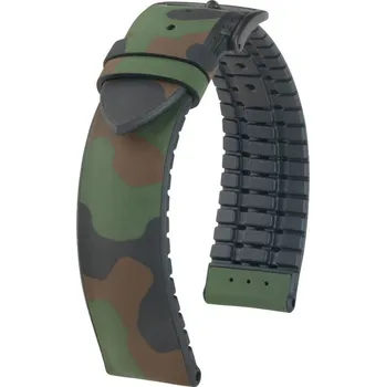 Řemínek na hodinky Kaučukový řemínek Hirsch John L 0925088040-5, maskáčový, přírodní kaučuk, délka L, Quick Release