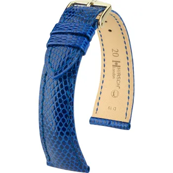 Řemínek na hodinky Kožený řemínek Hirsch London M 04366185-1, modrý, ještěrčí kůže, délka M, Quick Release