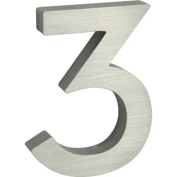 Domovní cedule Domovní číslo 3D AL stříbrné matné - č. 3