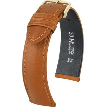 Řemínek na hodinky Kožený řemínek Hirsch Camelgrain M 01009110-1, hnědý, teletina, délka M, Quick Release - 10 mm
