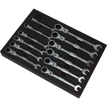 Autoklíč Klíče očkoploché ráčnové 8 - 19 mm, výkyvné, sada 12 dílů, Welzh (Welzh Werkzeug)