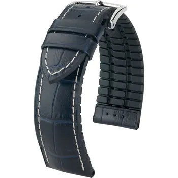 Řemínek na hodinky Kožený řemínek Hirsch George L 0925128080-2, modrý, teletina/přírodní kaučuk, délka L, Quick Release