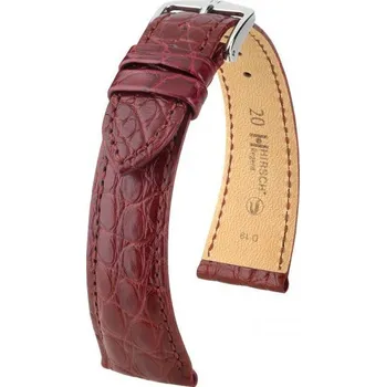 Řemínek na hodinky Kožený řemínek Hirsch Regent M 04107169-2, červený, aligátoří kůže, délka M, Quick Release - 20 mm