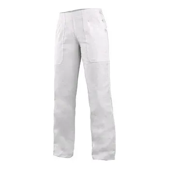 montérky Dámské kalhoty DARJA s pasem do gumy, bílé, vel. 58