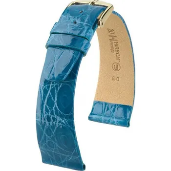 Řemínek na hodinky Kožený řemínek Hirsch Prestige M 02208183-1, modrý, krokodýlí kůže, délka M, Quick Release