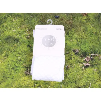 Dívčí oblečení Punčocháče punčochy punčošky YO RA06 bílé jednobarevné s jemným plastickým vzorkem síť velikost oblečení - děti: 140/146