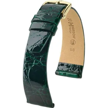 Řemínek na hodinky Kožený řemínek Hirsch Prestige M 02308140-1, zelený, krokodýlí kůže, délka M, Quick Release