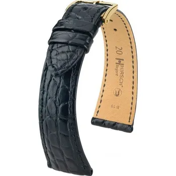 Řemínek na hodinky Kožený řemínek Hirsch Regent M 04107159-1, černý, aligátoří kůže, délka M, Quick Release