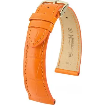 Řemínek na hodinky Kožený řemínek Hirsch London L 04207076-1, oranžový, aligátoří kůže, délka L, Quick Release - 21 mm