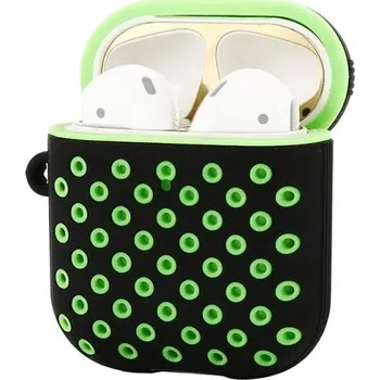 Pouzdro na mobilní telefon Silikonový ochranný obal pro AirPods 1 / 2 - černo-zelený