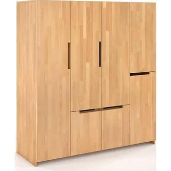 Šatní skříň Visby Šatní skříň Bergman 4D5S, borovice masiv (Barva dřeva: Přírodní)