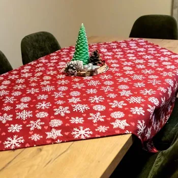 ubrus Ubrus červený, bílé vločky, 100x100 cm