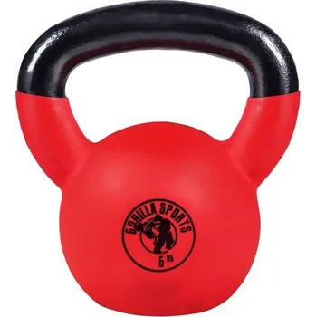 Gorilla Sports kettlebell činka, pogumovaný povrch, 6 kg