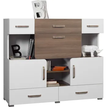 Komoda Kokomda kombinovaná arktická bílá/ořech FLEXI 10