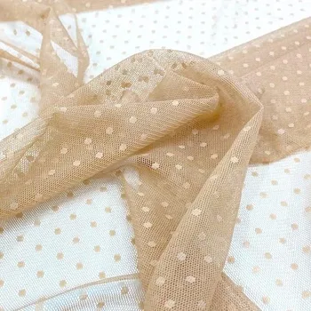 Tyl béžový s puntíky, š.140