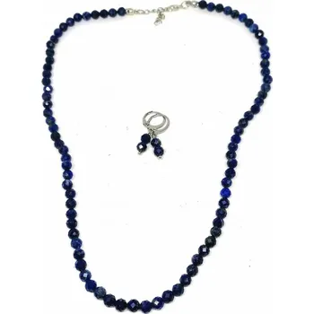 Náhrdelník Lapis lazuli, fasetovaná sada, luxusní (s chirurgickou ocelí)