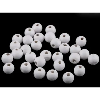 Dětské navlékací korálky Dřevěný korálek Ø10 mm - bílý