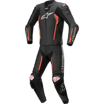Moto kombinéza Dvoudílná kombinéza MISSILE 2, TECH-AIR kompatibilní, ALPINESTARS (černá/červená fluo) (Velikost: 52)