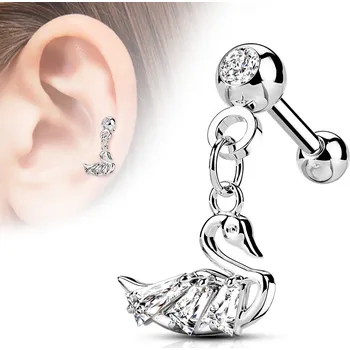 Piercing Šperky4U Cartilage piercing do ucha - labuť - CP1084-ST