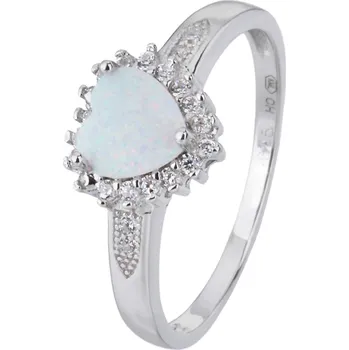 Prsten Bealio BEALIO Stříbrný prsten SRDÍČKO bílý OPÁL Velikost prstenu: 52 03-04539-0590