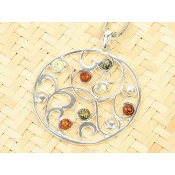 Přívěsek Zdobený přívěsek s jantary mix barev Ag 925/1000