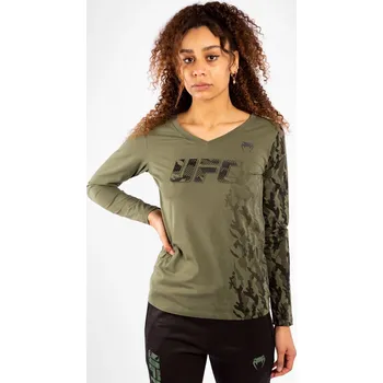 Dámské tričko Dámské triko UFC Venum Authentic Fight Week - Dlouhý rukáv - Khaki Velikost: M