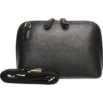 Kabelka Malá pevná černá kožená crossbody kabelka Vera Pelle no. 75