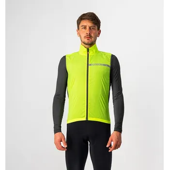 Cyklistická bunda Pánská cyklistická vesta CASTELLI Squadra Stretch, yellow fluo/dark gray Velikost: L