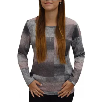 Dámská halenka Halenka UOMO & DONNA růžovo-šedá Velikosti Uomo a Donna: 54