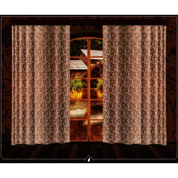 Sprchový závěs Kusový závěs - Peříčko hnědá, výška 140 až 400 cm, šířka 140 cm (Závěsy jsou vyrobeny z neprůhledné látky.)