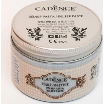 Speciální výtvarná barva Cadence 3D pasta Glitter paste glittrová stříbrná -